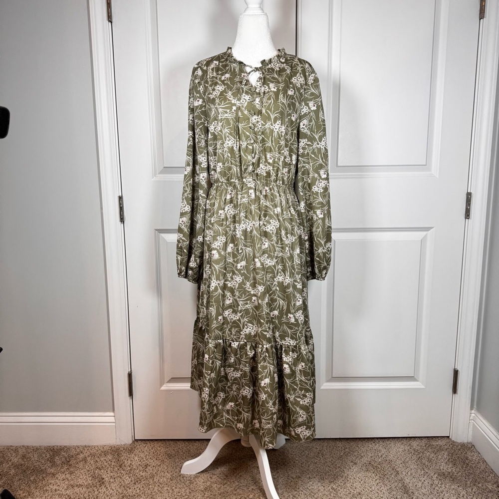 Sweet Salt Cottagecore Prairie Floral Midi Dress Boho Romantic Tiered Women L